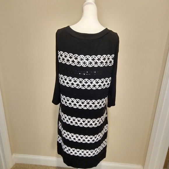 White House Black Market Black Dress With White Sequin Detailing. - Picture 8 of 13